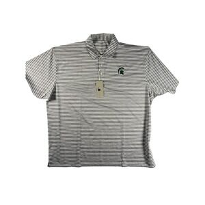 Vansport Michigan State Spartans Golf Polo Shirt Mens 3X Gray Stripe NCAA